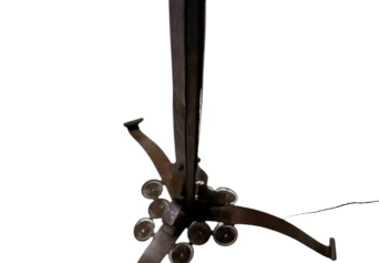 Art Deco Patinated Wrought Iron Floor Lamp, 1930s